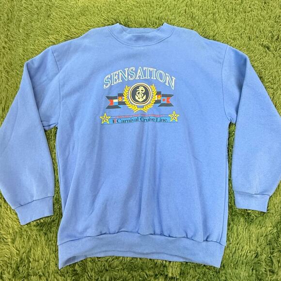 90s Carnival Cruise Lines "Sensation" VTG XL Blue Pullover Sweatshirt Unisex - Picture 1 of 8